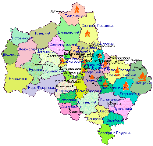 Карта районов подмосковья